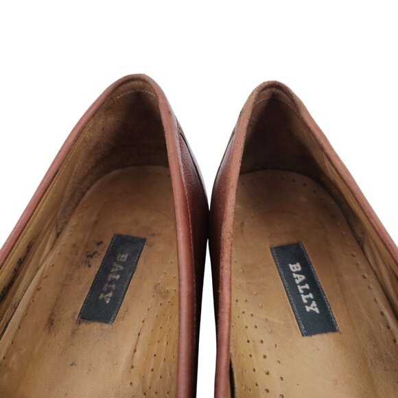 Vintage Bally Italy Exotic Ostrich Leg Leather Brown Loafers Mens 12 Dress Shoes - Picture 8 of 11